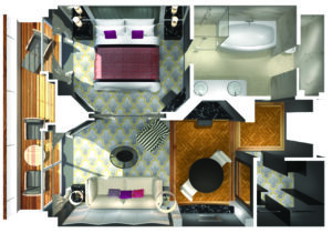 Crystal Cruises-Crystal Serenity-schip-Cruiseschip-Categorie PS-Penthouse Suite-diagram