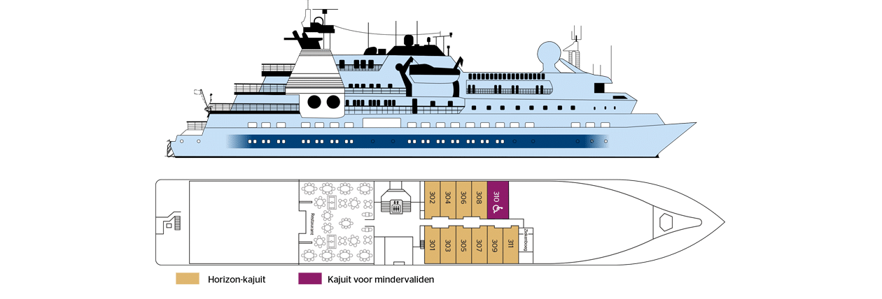 Cruiseschip-CroisiEurope-La Belle des Oceans-Cruise-Dekkenplan-dek 3